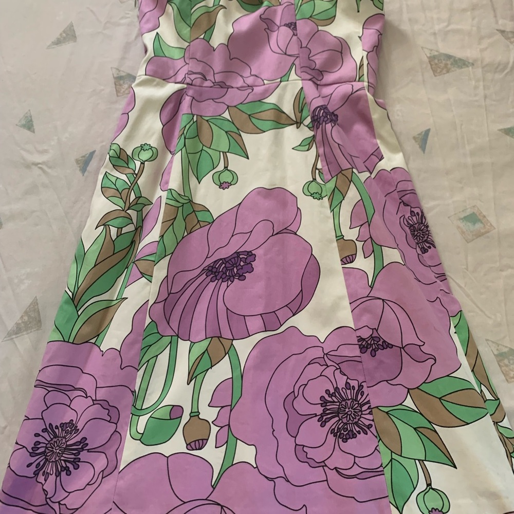 LOFT Cream and Purple Floral Dress